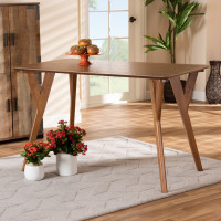 Baxton Studio BBT4074-Walnut-DT Sahar Mid-Century Modern Transitional Walnut Brown Finished Wood Dining Table